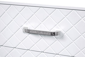 English Elm Livorno Embossed Silver Champagne Chest with Felt-Lined Top Drawer, Dovetail Full-Extension Drawers, Mirror Trim Accents Silver+White 37 L x 65 W x 20 H B078P286325