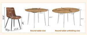 English Elm Table and Chair Set Extendable Round to Oval Wood Grain Mdf with Six Upholstered Seats W1151S03967