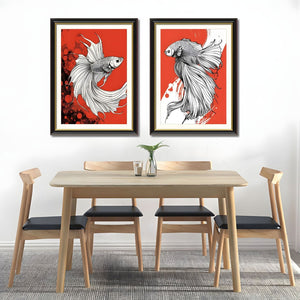 English Elm Set Of 2 Betta Fish Canvas Wall Art – Vibrant Modern Decor With Solid Wood Frames For Home Elegance T3976P383239-GIGA