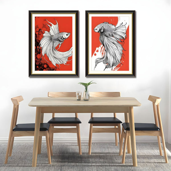 English Elm Set Of 2 Betta Fish Canvas Wall Art – Vibrant Modern Decor With Solid Wood Frames For Home Elegance T3976P383239-GIGA