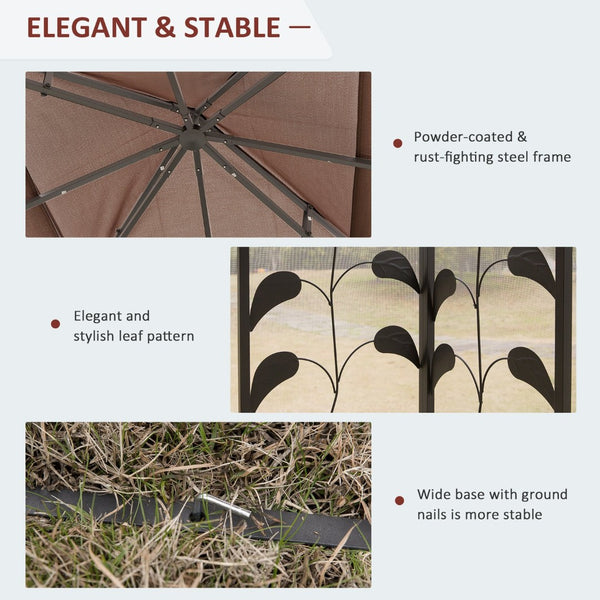 English Elm Outsunny 10' X 10' Elegant Metal Patio Gazebo With Double Roof, Decorative Corners, And Netting For Outdoor Fun W2225P175529-GIGA