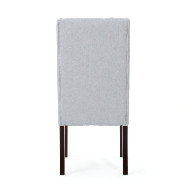 English Elm Dining Chair Set of Two Wingback Button Tufted High Back Birch Leg Upholstered Light Grey 61539.00LGRY