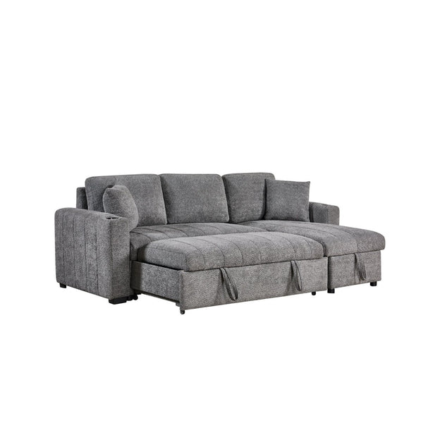English Elm Seraphina Boucle Sleeper Sectional with Storage Chaise and Built-in Usb Charging B061S00964