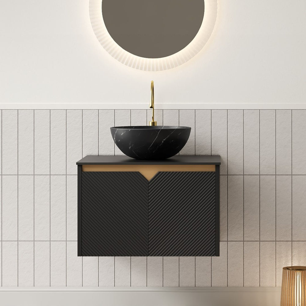 English Elm Dina Floating Bathroom Vanity with Sintered Stone Top and Crystal Glass Basin W2615S00644