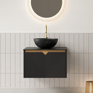 English Elm Dina Floating Bathroom Vanity with Sintered Stone Top and Crystal Glass Basin W2615S00644