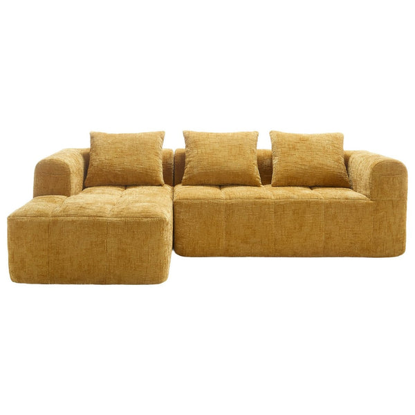 English Elm United Modern Chenille 98.42-Inch Modular L-Shaped Sectional Sofa With Chaise & Side Pockets W1568S00147-GIGA