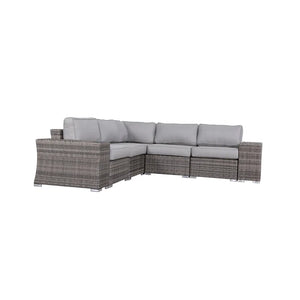 English Elm 7-Piece Rattan Sectional Sofa Set with Cushions, No Assembly, Rustproof Frame, UV-Resistant Outdoor Luxury B120S00007