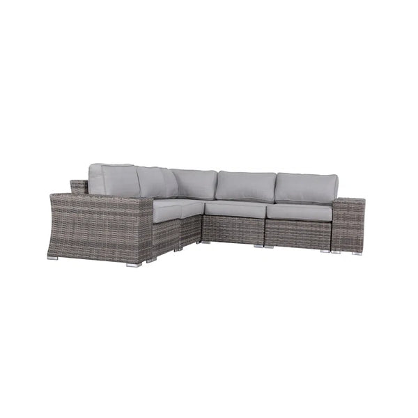 English Elm 7-Piece Rattan Sectional Sofa Set with Cushions, No Assembly, Rustproof Frame, UV-Resistant Outdoor Luxury B120S00007
