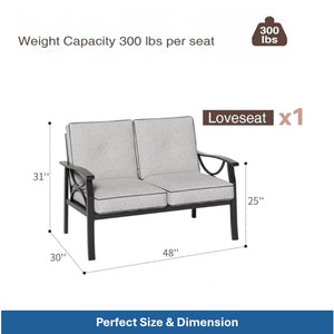 English Elm 7-piece Outdoor Sectional Set Steel Frame 9 Seat Patio Conversation with Cushioned Ottomans Grey+Black B082S00131