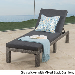 English Elm Christopher Knight Home® - PUERTA KD Chaise Lounge - Black PE Rattan with Iron Frame, Water-Repellent Cushions, All-Season Relaxation 61190.00MBK
