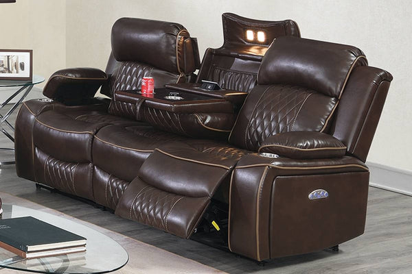 English Elm Modern Power Reclining Sofa Set Leatherette Upholstery Usb Charging Living Room B011S02448