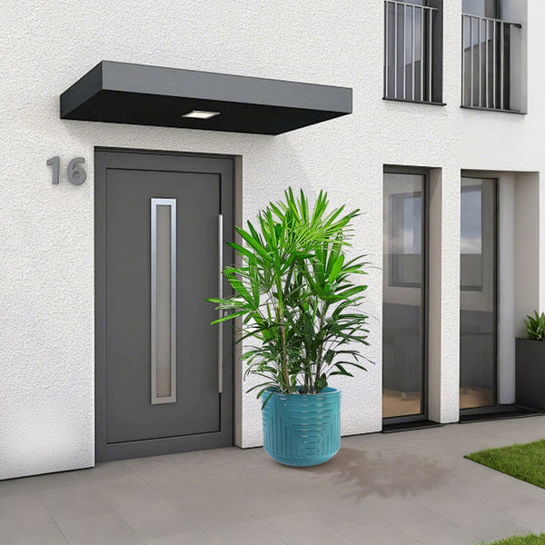 English Elm Ceramic Handcrafted Cyan Planter - Stylish Modern Flowerpot For Garden, Patio, Or Windowsill Decor W3273P326368