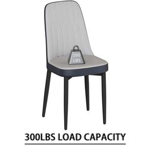 English Elm 55 Modern 4-Person MDF Dining Table Set with Sturdy Black Metal Legs and Padded PU Chairs for Families Blue,White W2189S00730