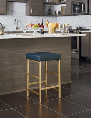 OSP Home Furnishings 26" Gold Backless Stool Blue