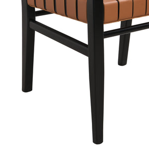 English Elm Christopher Knight Home® - DINING Chair Set of 2 PU Leather Dining Chairs with Rubberwood Frame, Modern Industrial Elegance Brown 74689.00BRN