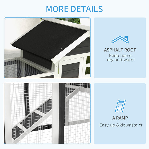 English Elm PawHut Heavy Duty 43" Steel Dog Crate with Wheels, Removable Tray, Top Access & Foldable Bowl Holder Grey+White W2225P217668