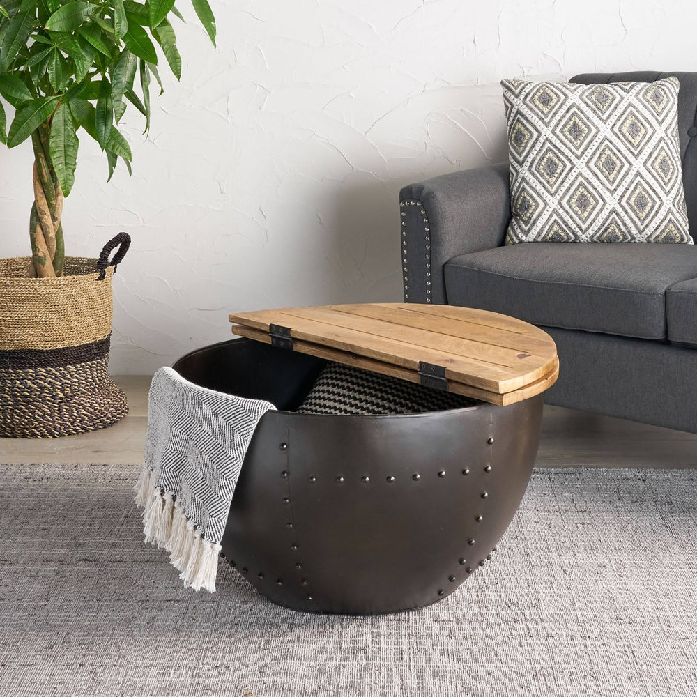 English Elm Christopher Knight Home® - WOODEN Mango Wood & Iron Coffee Table with Hinged Storage, Modern Industrial Drum Design (30.5") 66499.00