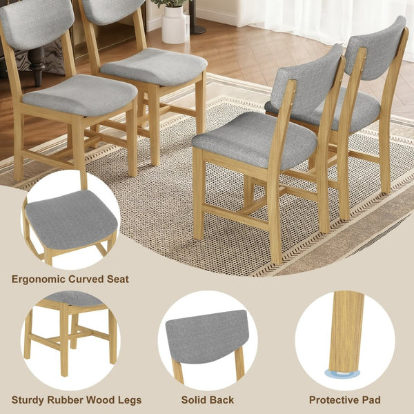 English Elm Rustic Farmhouse Five Piece Dining Set Rubberwood Legs Upholstered Chairs for Kitchen Natural N752S000089A