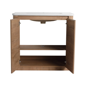 English Elm 36'' Freestanding Bathroom Vanity With Ceramic Sink, Soft-Close Doors & Stylish Storage Solutions W999S00403