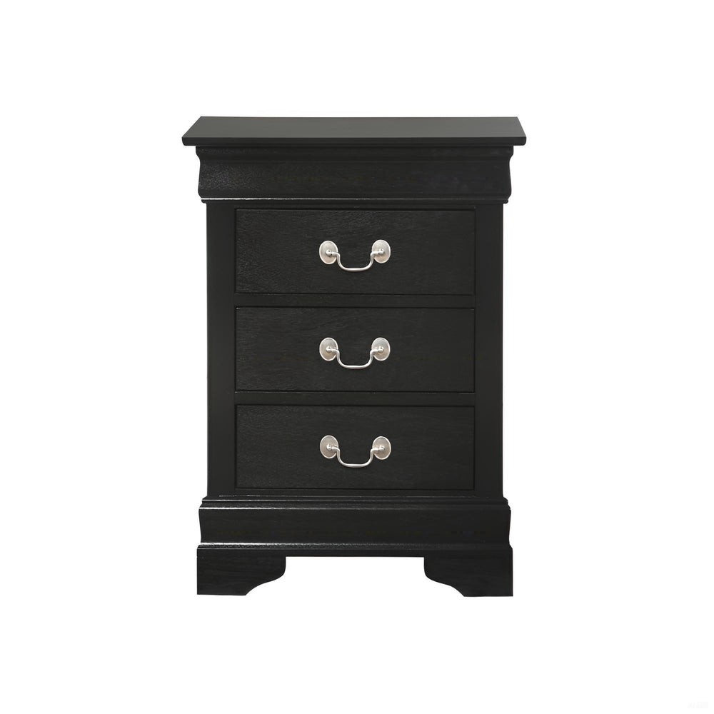 English Elm Timeless Black Nightstand with 3 Drawers, Durable Particle Board, Traditional Elegance, No Assembly Needed B078108211