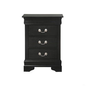 English Elm Timeless Black Nightstand with 3 Drawers, Durable Particle Board, Traditional Elegance, No Assembly Needed B078108211