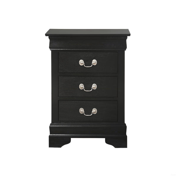 English Elm Timeless Black Nightstand with 3 Drawers, Durable Particle Board, Traditional Elegance, No Assembly Needed B078108211