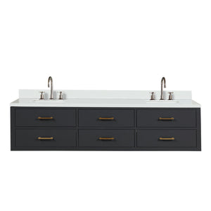 English Elm Black Double Bath Vanity Set - 80" Wide With Cultured Marble Top & Polished Chrome Faucets Included B2731P258102