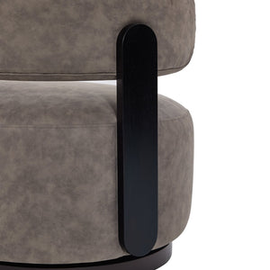 English Elm Wooden Base Barrel Swivel Club Chair Pu Leather Lounge Seat with 360 Degree Rotation N776P422651G