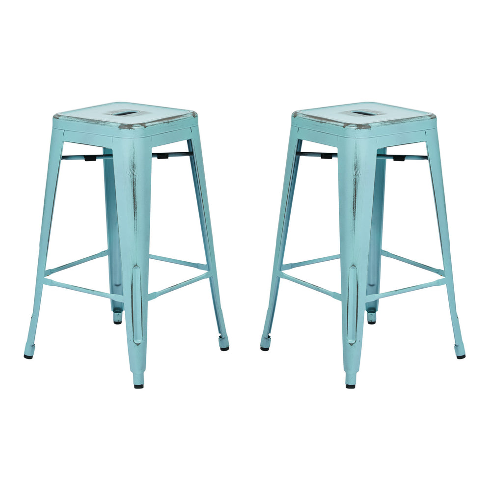 OSP Home Furnishings Bristow 26" Antique Metal Barstools Antique Black