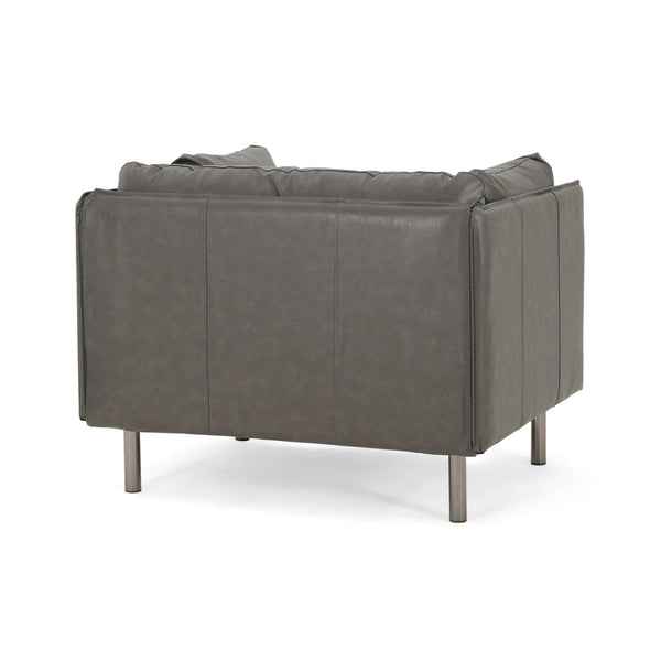 English Elm Christopher Knight Home® - 39" Vintage Grey Faux Leather Lounge Chair - Stylish Comfort For Living Room, Bedroom & Office Spaces N767P208310D