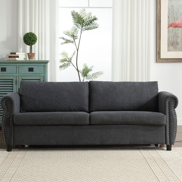 English Elm U_Style Convertible Sofa Bed Sleeper with Thick Foam & Pocket Springs, Space-Saving Dual Use Lounge Gray W2705S00012