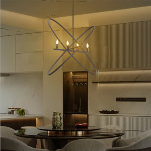 English Elm 29"L Atom 4-Light Matte Black & Brass LED Pendant—Orb Art Fixture, Dimmable, Eco-Friendly Lighting B072P220164