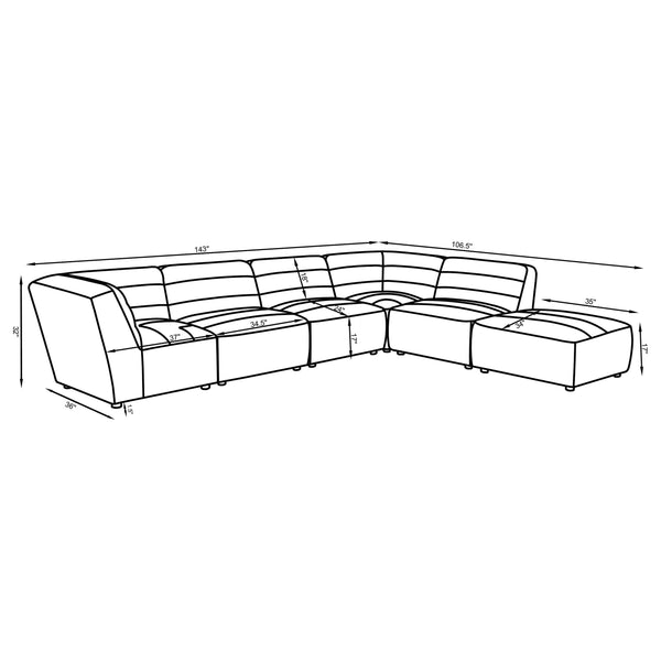 English Elm Nevve Low-Profile 6-Piece Tufted Sectional Sofa in Ivory Faux Sheepskin — Modular, Cozy, Chic Design B062S00990