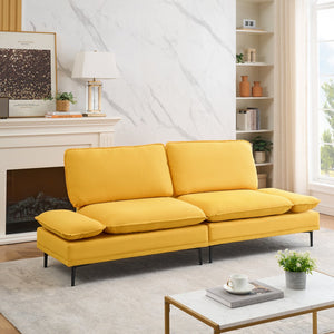 English Elm 89 Inch Premium Soft Yellow Sofa - Stylish, Compact Comfort For Apartment & Office Spaces, Modern Design W1658S00062