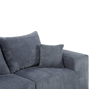 English Elm 4-Piece Modular L-Shaped Sectional Sofa with Corduroy Upholstery, Convertible Chaise, Pillows Included Grey W3163S00037