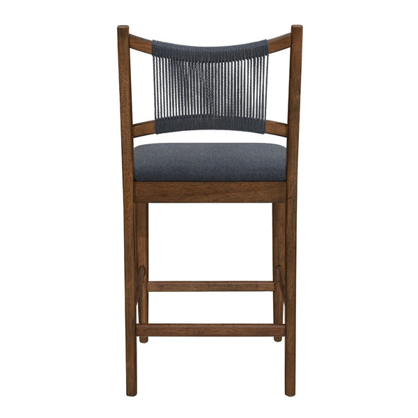 English Elm Arno Rubberwood Counter Stools with Rope Backrest and Charcoal Seat Set of 2 N775P366302B