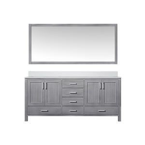 English Elm Distressed Grey Double Bath Vanity 72" W x 22" D with Cultured Marble Top, Soft-Close Drawers & Mirror B2731S00794