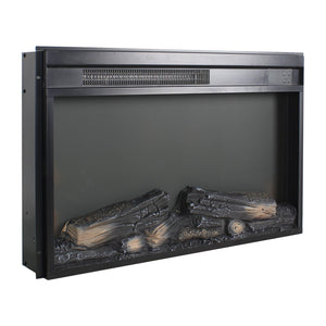 English Elm 26 Inch Slim Electric Fireplace Insert with Log Set Realistic Flame and Remote Timer W1769P345285