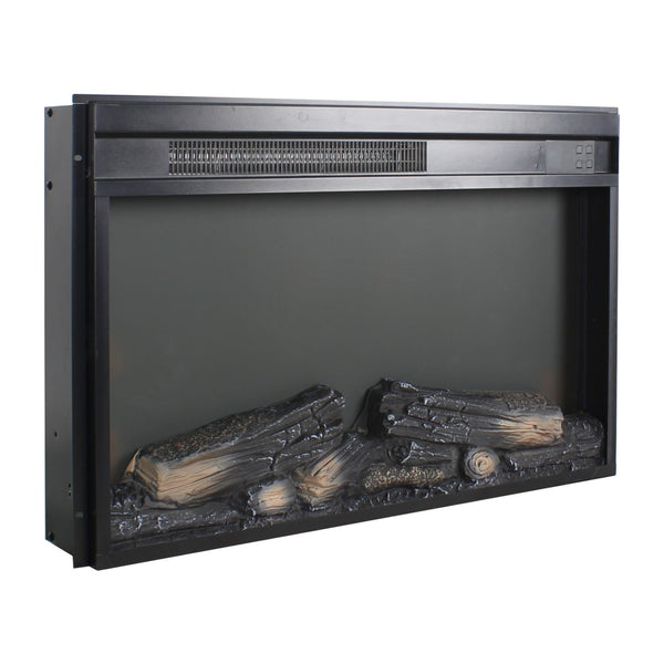 English Elm 26 Inch Slim Electric Fireplace Insert with Log Set Realistic Flame and Remote Timer W1769P345285