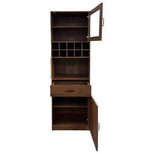 English Elm Kitchen Pantry Cabinet Tall Farmhouse Design with Glass Doors and Pull-out Shelving W331P425810