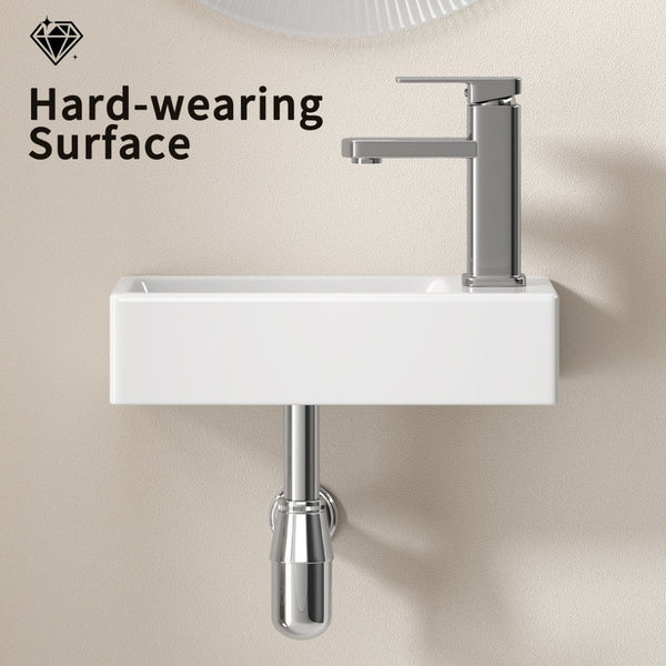 English Elm Wall-mounted Porcelain Basin Complete Faucet Set for Powder Room or Small Bathroom Milk White,Silver W3402P402912