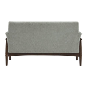 English Elm Christopher Knight Home® - Boucle Mid-Century Flared Arms Loveseat with Elm Legs — Plush Bouclé Upholstery, Cozy Modern Accent (57.5") Light Green,Walnut N771P294675L