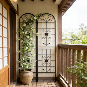 English Elm 4 Pack Powder Coated Steel Garden Trellis Panels Rustproof Vertical Vine Support Outdoor Black W1586P151254
