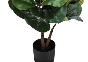 English Elm Artificial Fiddle Leaf Fig Tree, 49" Tall Faux Plant With Real-Touch Leaves In Black Pot - Perfect For Home Décor! B2710P220030