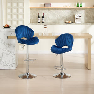 English Elm Bar Stools modern adjustable swivel counter chairs with back and footrest, chrome base for kitchen pub gatherings Navy W1249P386233