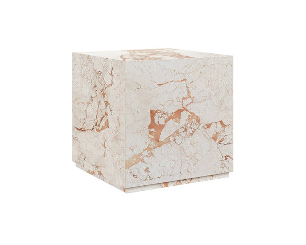 Sunpan LAROS End Table - Stunning Crema Breccia Marble Accent for Modern Living Spaces and Décor Cream 112367