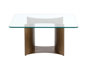 Sunpan DENVER Artisan-Crafted Coffee Table with Glass Top & Antique Brass Base for Modern Living Rooms 109556