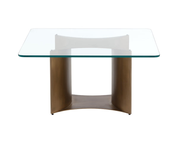 Sunpan DENVER Artisan-Crafted Coffee Table with Glass Top & Antique Brass Base for Modern Living Rooms 109556