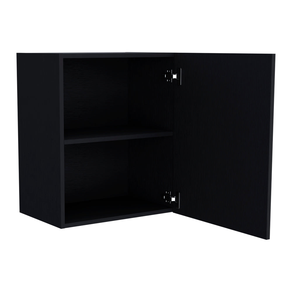 English Elm Wall Cabinet Dennard Black Engineered Wood, Wall-Mounted Kitchen Storage with 2 Shelves, Sleek Handle, Compact Durable Design B092P238703