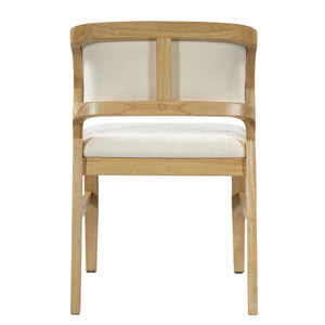 English Elm Mid-century Modern Linen Blend Dining Chairs Rubberwood Legs Sculptural Backrest Set of 2 Natural+Beige N768P442078N